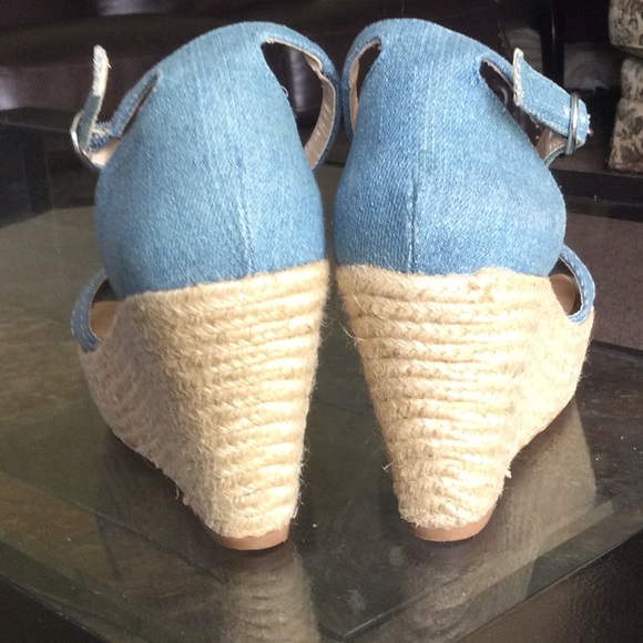 Arizona Jean Co. Denim Wedged Sandals - Picture 3 of 4